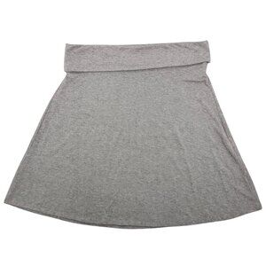 Women's Old Navy Grey Knit Fold Over Skirt Knee Length Stretch Comfy XL